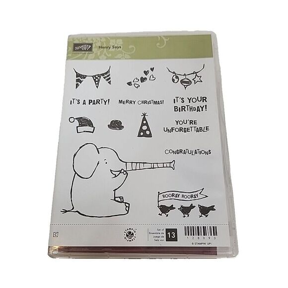 Stampin' Up! HENRY SAYS Stamp Set of 13 128093 Congrats Birthday‎ Party Holiday - Picture 1 of 4